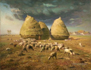  Hay Tableaux - Haystacks Automne Barbizon naturalisme réalisme agriculteurs Millet